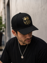 Gorra Fútbol FC Barcelona Oficial Negra con Escudo Dorado